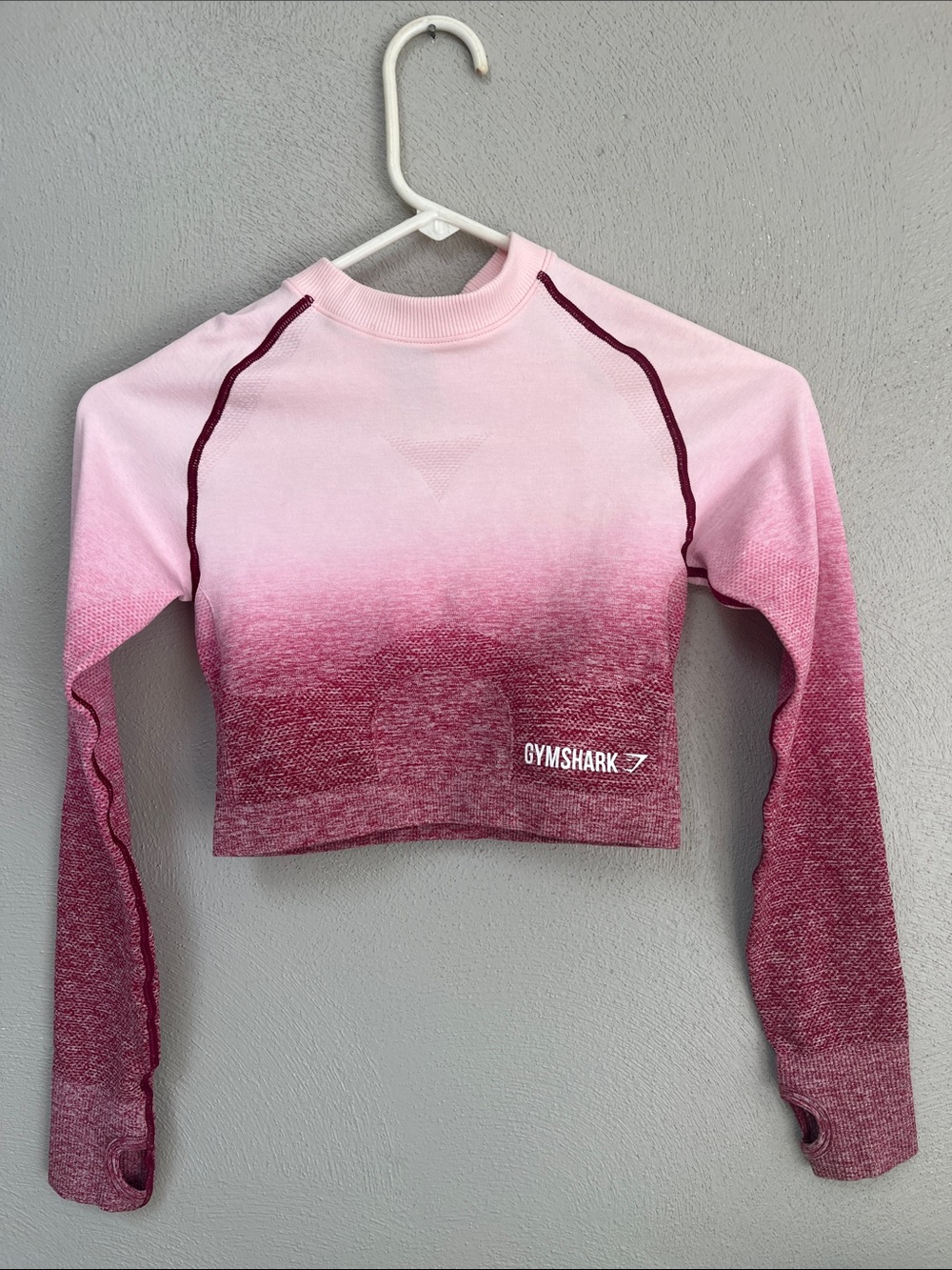 Gymshark Pink Ombre Seamless Cropped Long Sleeve Top with Contrast Seams Bundle